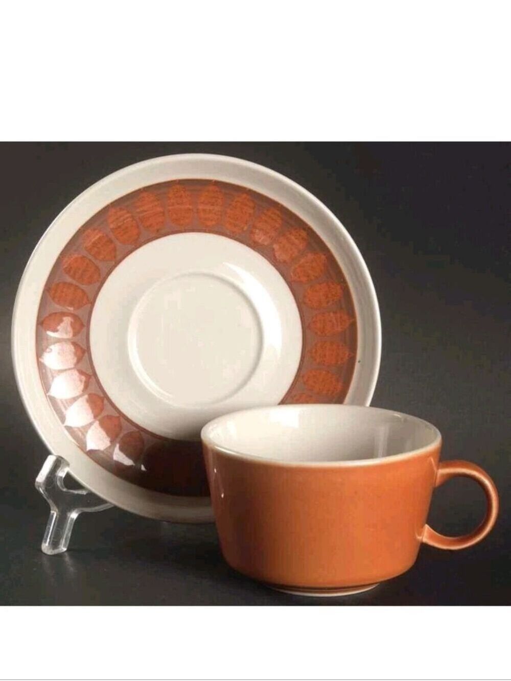 Franciscan Discovery terracotta oven safe cups saucers brown orange rustic Set
